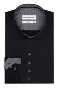 Slim Fit Original Frezeithemden in Schwarz unifarben 100 % Satinierte Baumwolle.