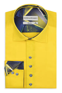 Slim Fit Original Frezeithemden in Gelb unifarben 97 % Baumwolle 3% Elasthan.