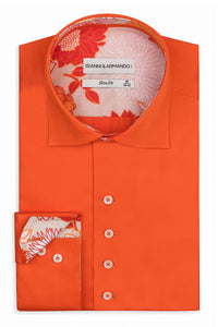 Slim Fit Original  Freizeithemden in Orange unifarben 97 % Baumwolle 3% Elasthan.