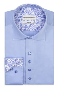 Slim Fit Hemd hellblau 100 % Satinierte Baumwolle