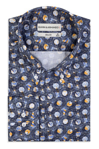 High Button Down Slim-Fit Multicolor muster 100 % Satinierte Baumwolle