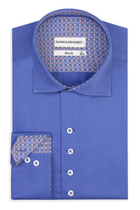 Slim Fit Original Frezeithemden in Blau unifarben 97 % Baumwolle 3% Elasthan.