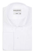 High Button Down Slim Fit Doppelmanchetten Hemden Weiss 100 % Satinierte Baumwolle