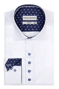 Slim Fit Original Frezeithemden in Weiss unifarben 100 % Satinierte Baumwolle.