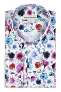 High Button Down Slim-Fit Bulumenmuster 100 % Satinierte Baumwolle