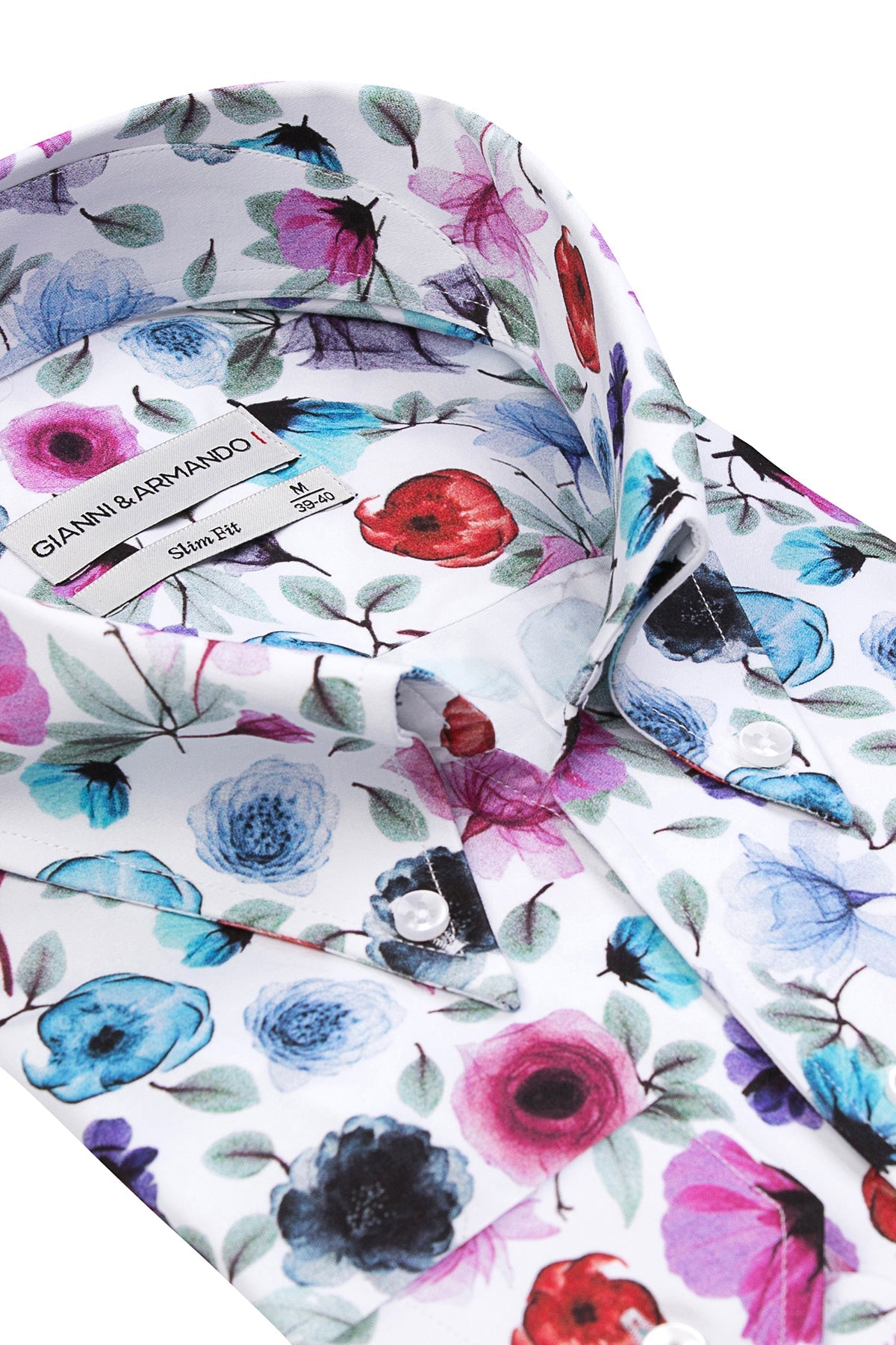 Hemd im Tragebild – Slim‑Fit Button Down Shirt mit Blumenmuster