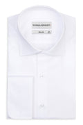 Chemise de business Slim Fit originale à doubles poignets, blanche unie.