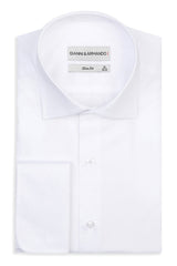 Slim -Fit Original Doppelmanchetten Business Hemd in Weiss unifarben.