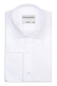 Chemise de business Slim Fit originale à doubles poignets, blanche unie.