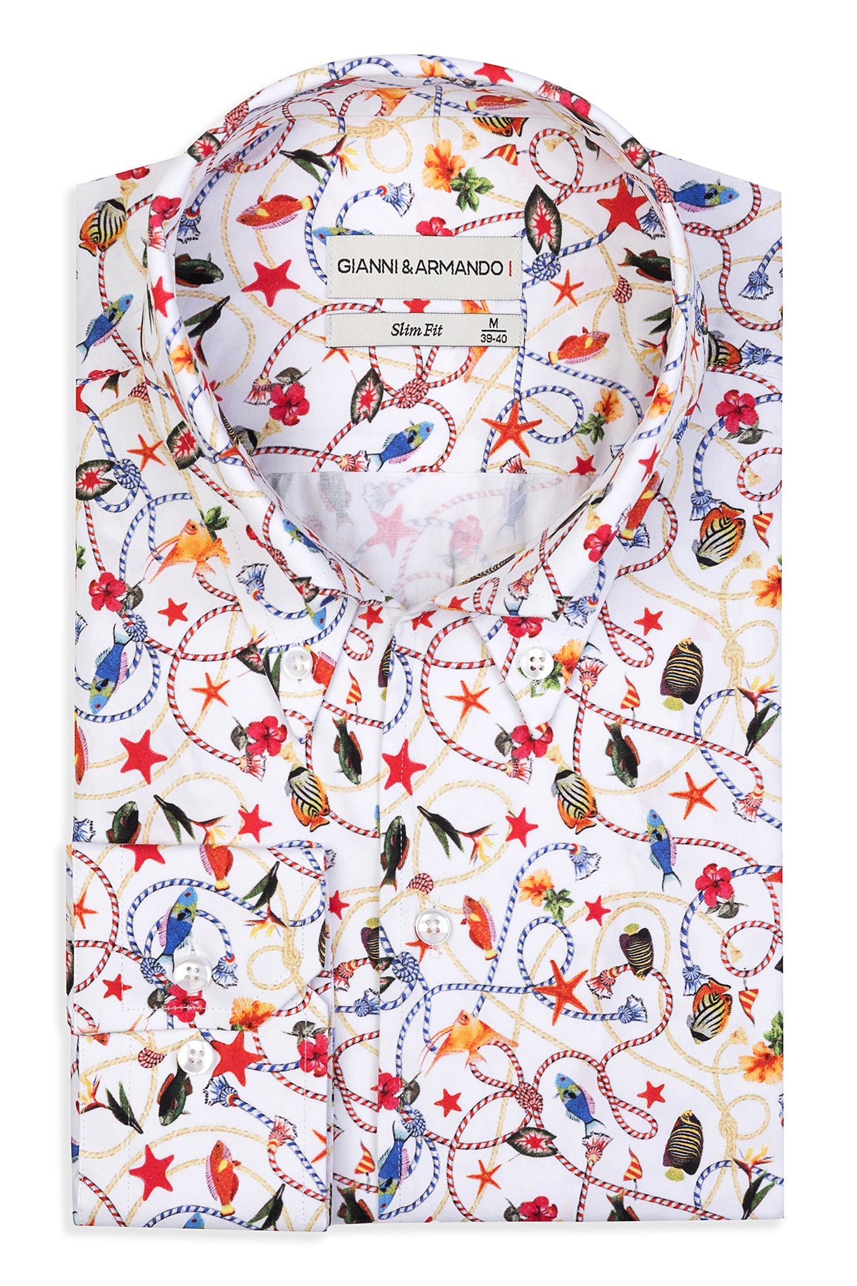 Button-Down-Hemd in Multicolor-Muster, Vorderansicht mit Slim-Fit-Design