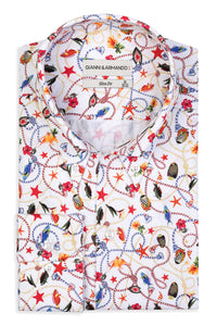 High Button Down Slim-Fit Multicolor muster 100 % Satinierte Baumwolle