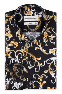 Herren Slim Fit Hemd mit Ketten- & Seilmuster