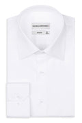 Hochkragen Slim Fit Herrenhemd aus Baumwollsatin – Weiss