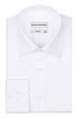 Hochkragen Slim Fit Herrenhemd aus Baumwollsatin – Weiss