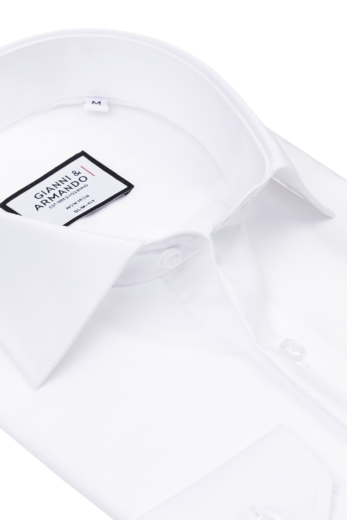 Vue arrière de la chemise Slim Fit en blanc, 100 % coton, coupe infroissable