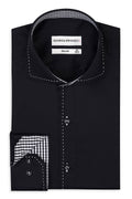 Slim Fit Herrenhemd aus Baumwoll-Satin mit Kontrastnähten
