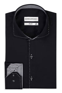 Slim Fit Herrenhemd aus Baumwoll-Satin mit Kontrastnähten