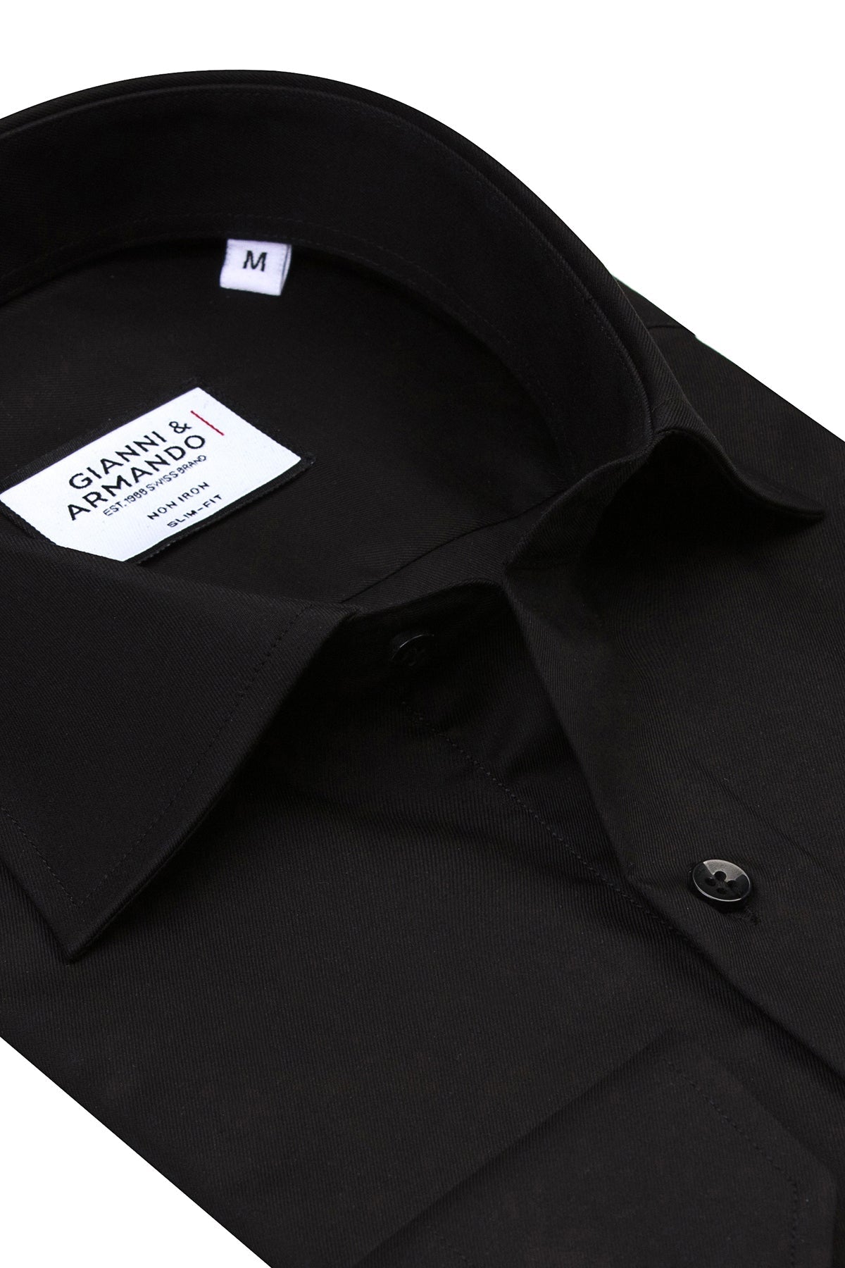 Vue arrière de la chemise de business Slim Fit noire