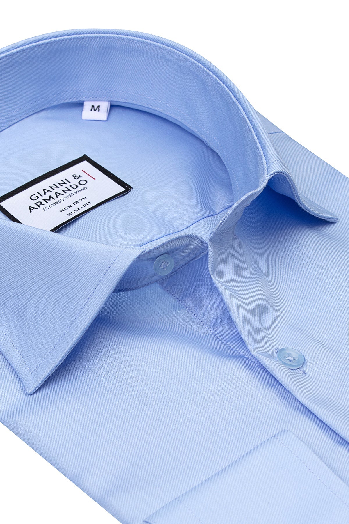 Chemise Slim Fit sobre en bleu clair – vue arrière avec design sans boutons