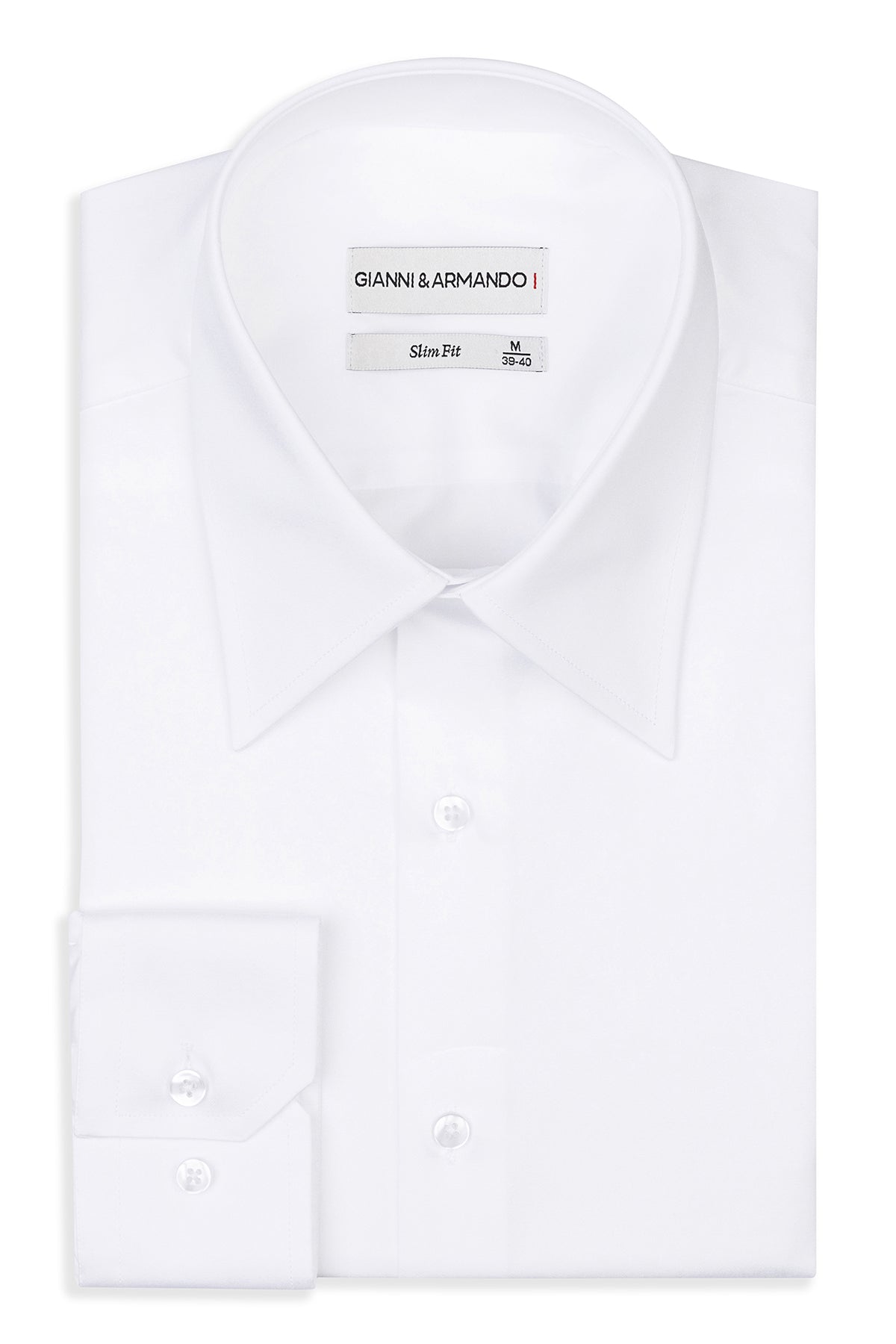 Vue de face de la chemise slim-fit blanche à col long