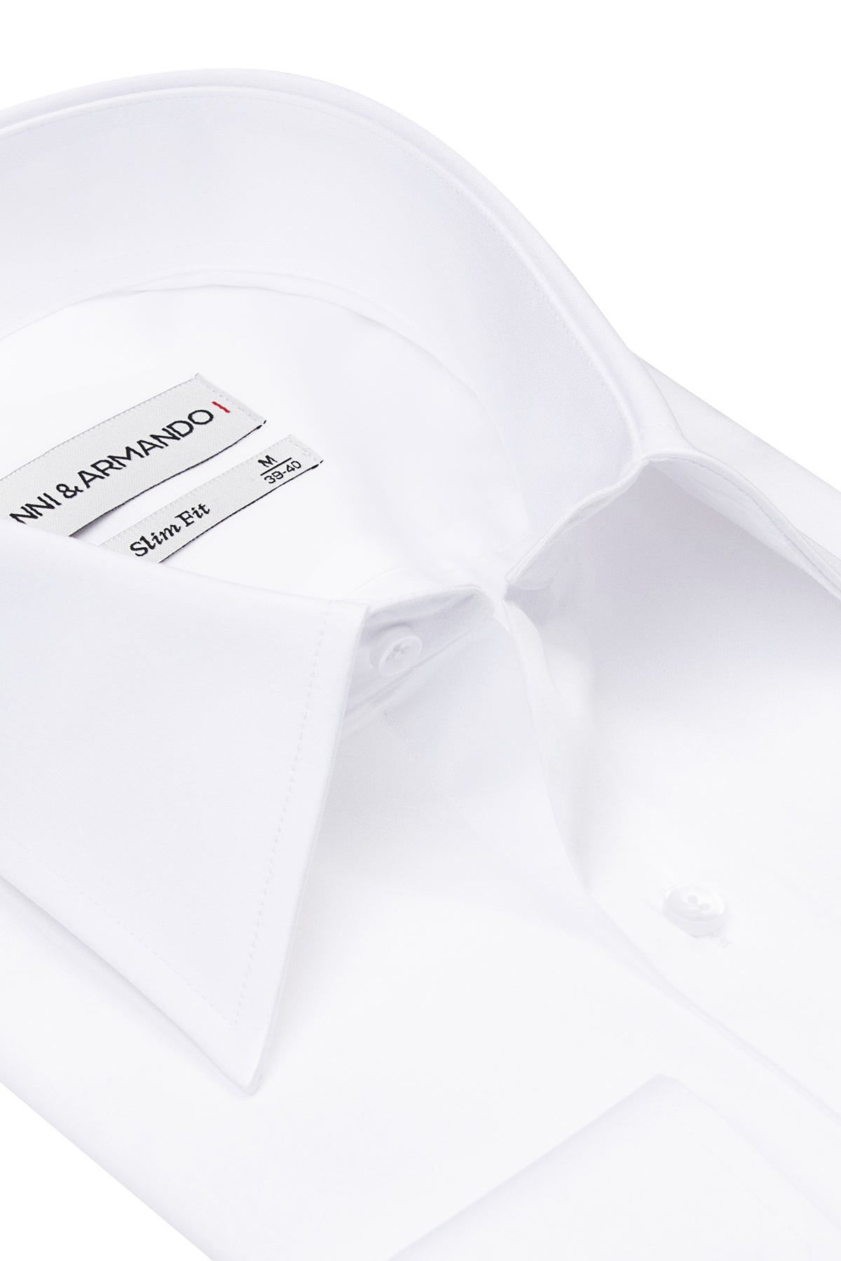 Vue de dos de la chemise slim-fit blanche à col long
