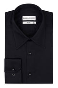 Chemise Slim Fit pour homme avec col pointu années 70 – Noir