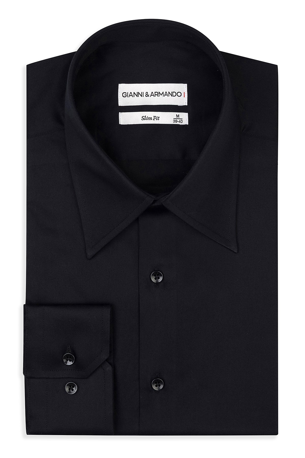 Chemise homme Slim Fit avec col pointu années 70 en noir – vue de face