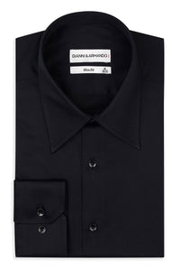 Chemise Slim Fit pour homme avec col pointu années 70 – Noir