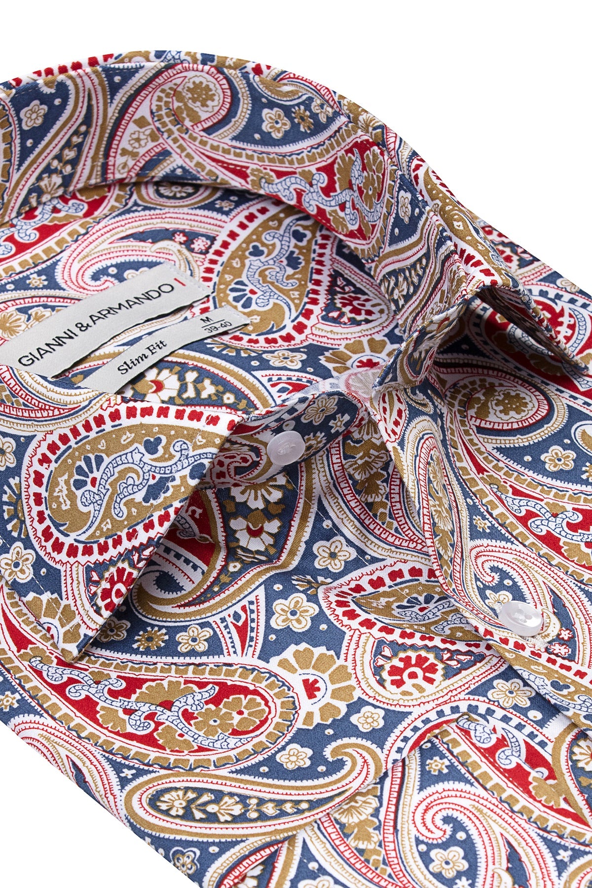 Seitliche Ansicht des Slim Fit Herrenhemds mit feinem Paisley-Muster, ideal für Business-Looks