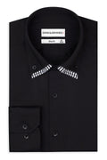 Slim Fit Hemd Schwarz mit Doppelkragen,Button-down| Modern & Elegant