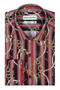 Herren Slim Fit Hemd aus Satin-Baumwolle – Gemustert
