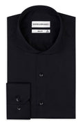 Chemise homme en satin de coton – Slim fit, élégante, haut de gamme, col italien, noir