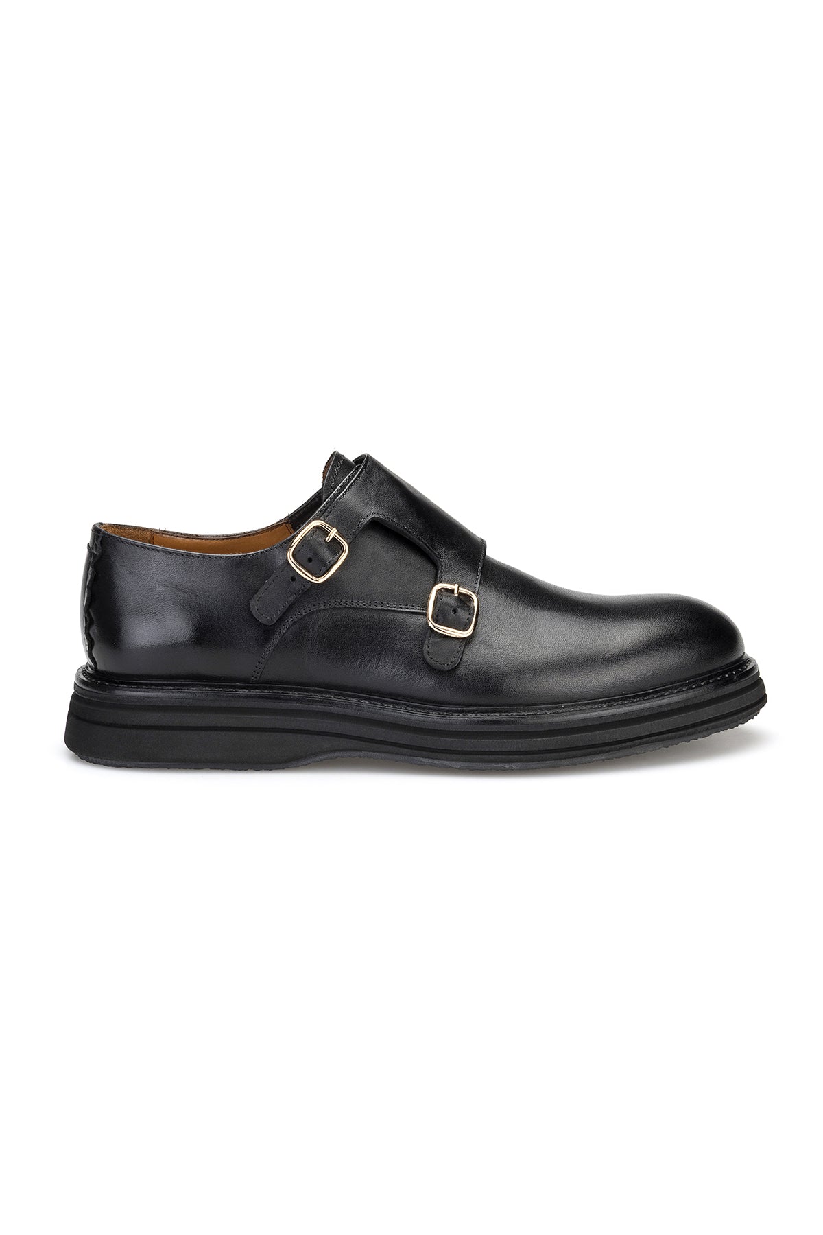 Seitliche Ansicht der Double Monk Schuhe mit eleganten Double-Monk Verschluss
