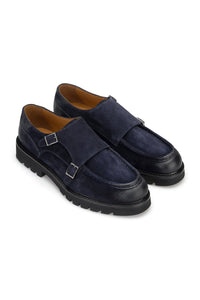 Gianni and Armando Double Monk  Wildleder Navy-Blue