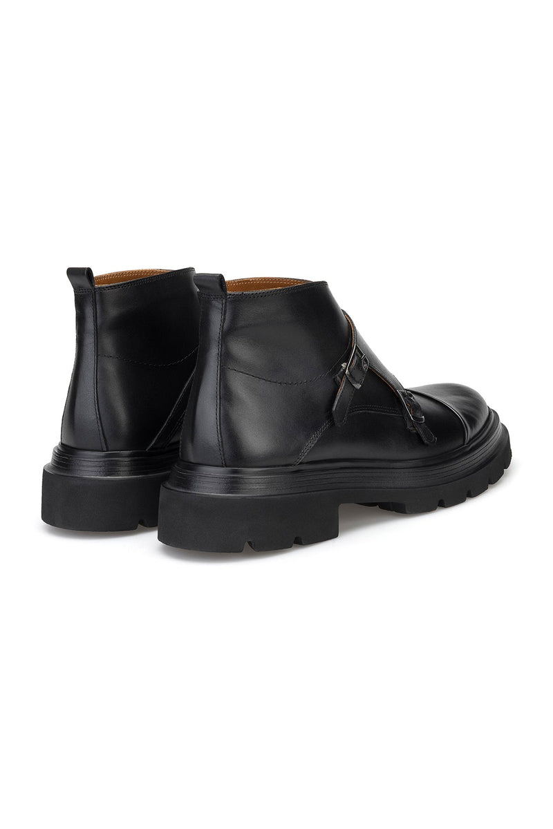 Nahaufnahme des Flotter Leder Obermaterials des Double Monk Stiefels