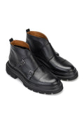Gianni and Armando Double Monk Lederstiefel Schwarz