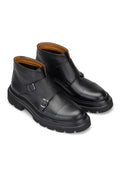 Gianni and Armando Double Monk Flotter Lederstiefel Schwarz
