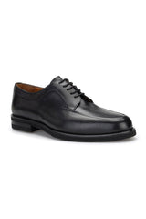Close‑up of the EVA sole on the black business shoe, showcasing its lightweight construction.