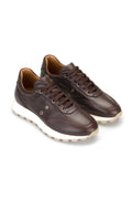 Sneakers de designer pour homme en cuir souple marron 22242
