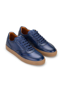 Herren Designer Sneakers Soft Leder Blau 0806