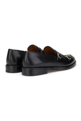 Rückansicht des eleganten Double Monk Schuhs in Schwarz
