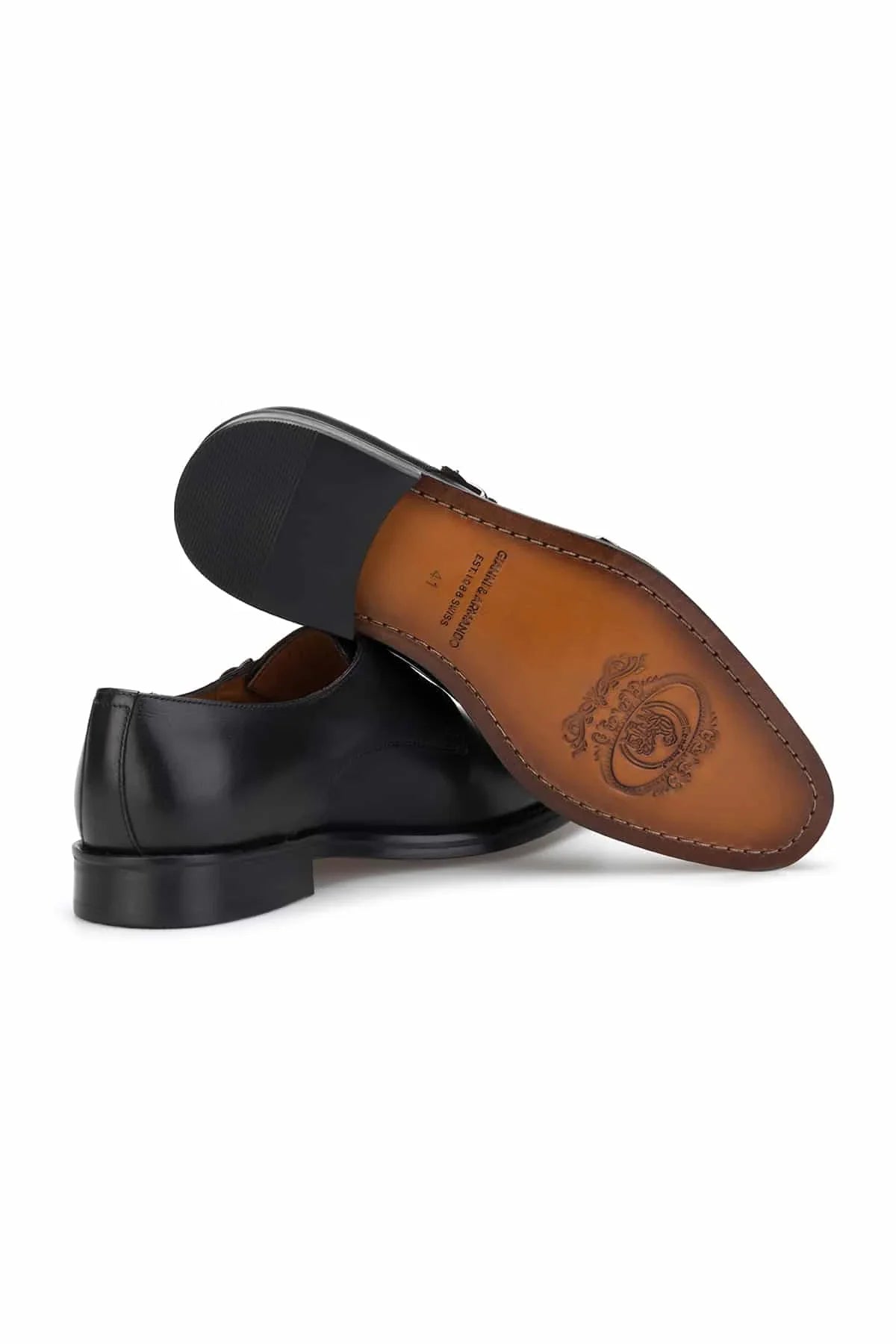 Schuh im Alltag – schwarzer Double Monk Schuh von Gianni & Armando, ideal für Büro und Freizeit.