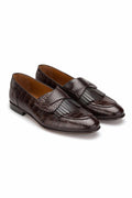 Gianni and Armando Mocassins cuir embossé marron