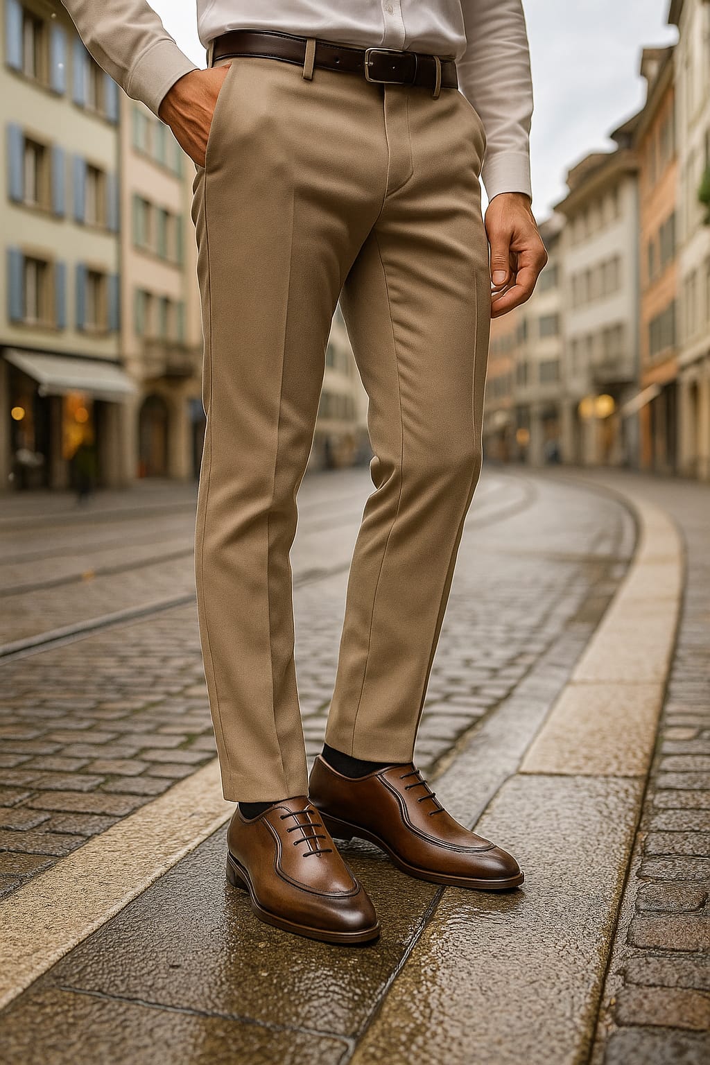 Nahaufnahme der weichen Lederstruktur des Business-Schuhe