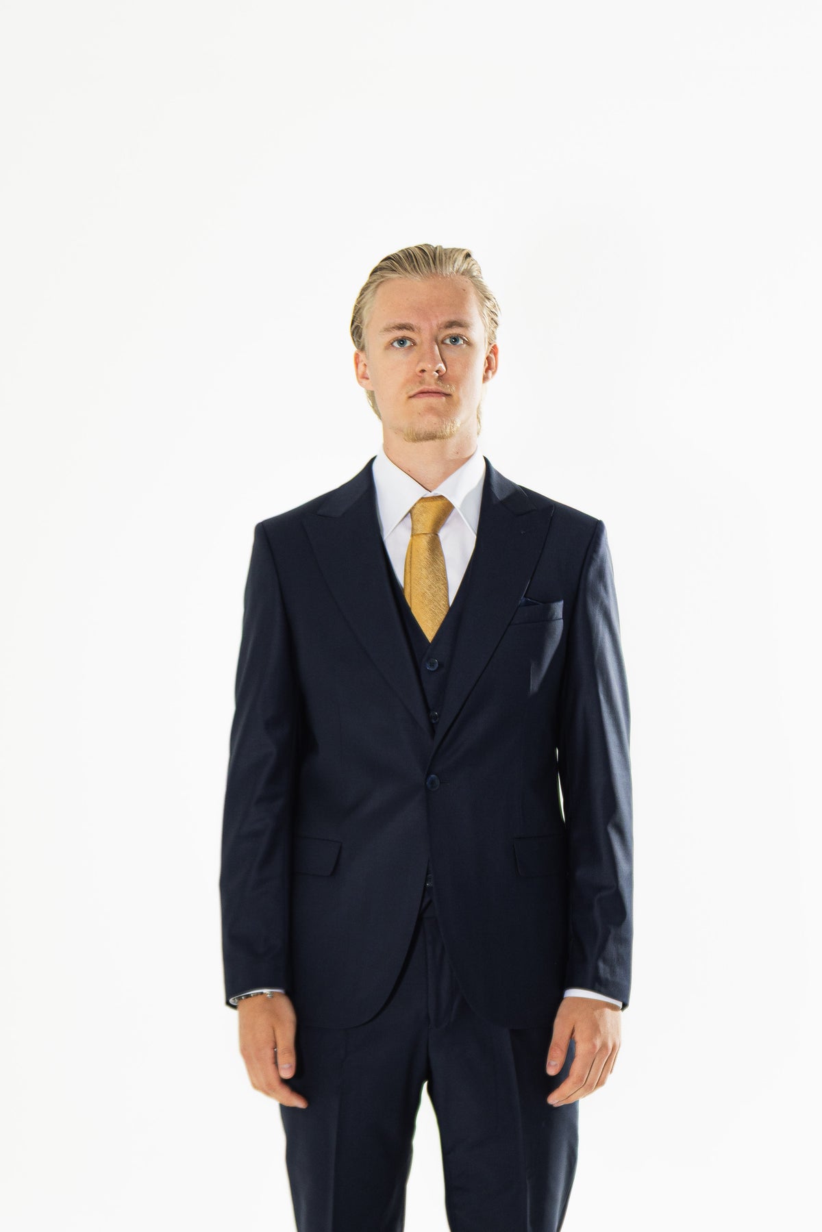 Gianni and Armando  Slim Fit Herrenanzug aus Wolle mit Spitzrevers Navy-Blue