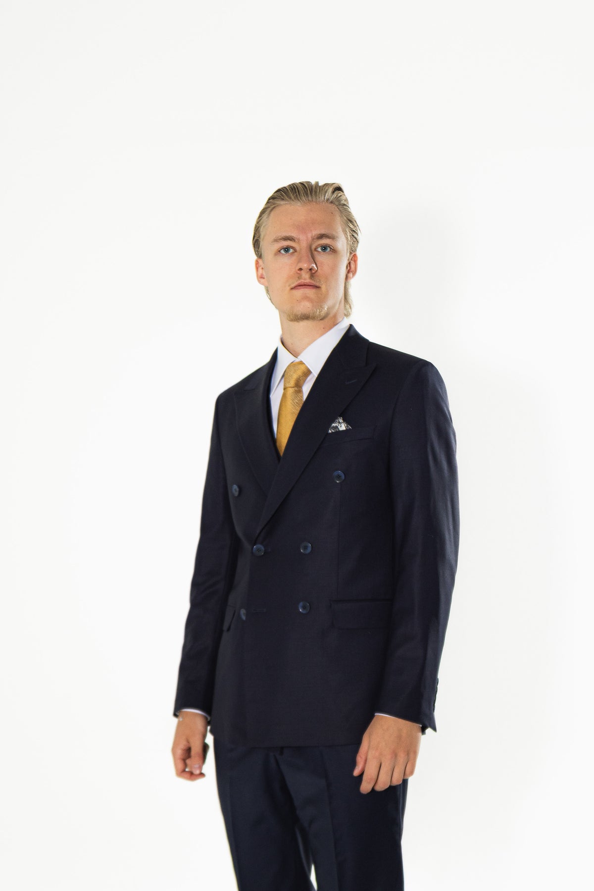 Gianni And Armando Zweireiher  Marineblau Slim Fit Herren Anzüge aus Wolle