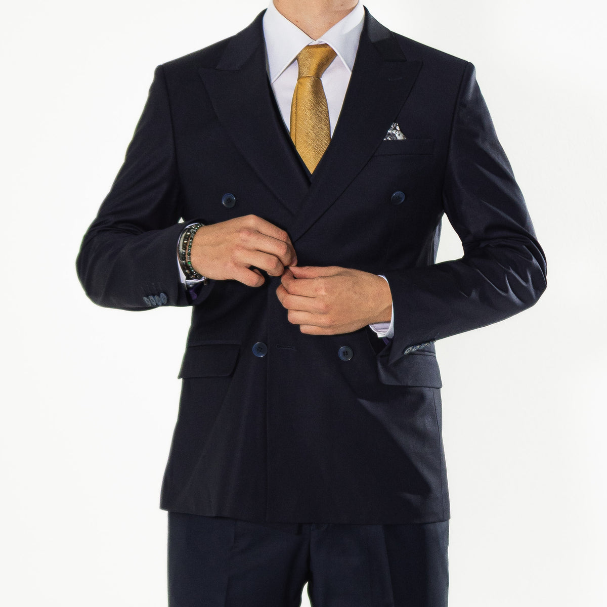 Gianni And Armando Zweireiher  Marineblau Slim Fit Herren Anzüge aus Wolle