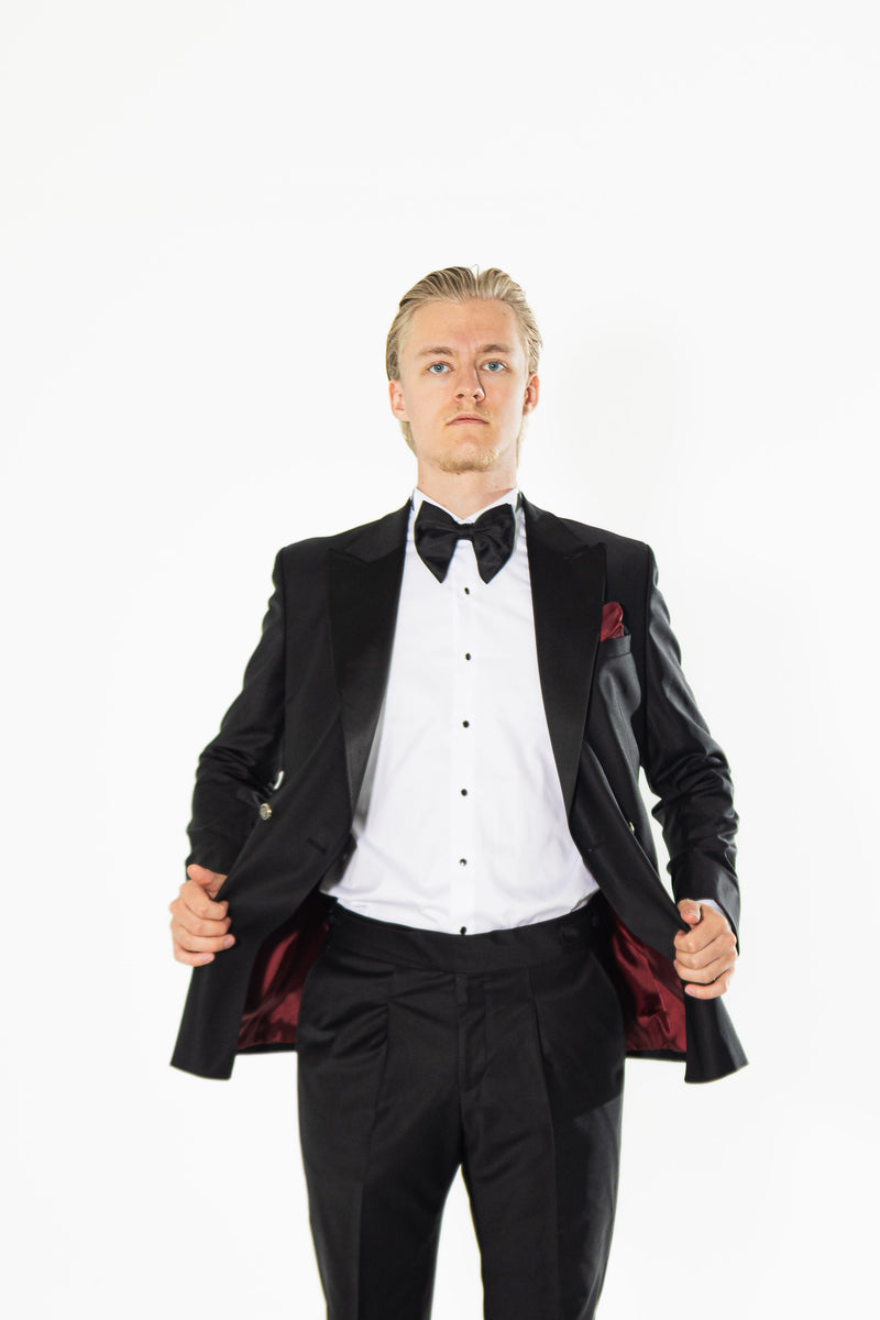 Gianni and Armando  Doppelreiher smoking schwarz Slim Fit Herren Smoking aus  Wolle
