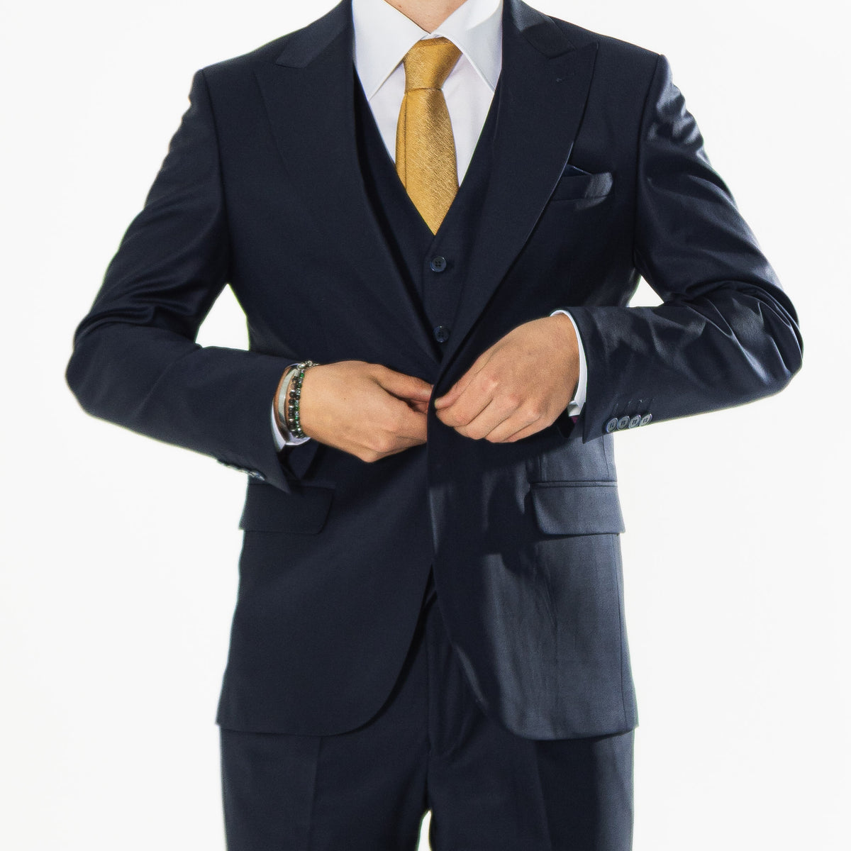 Gianni and Armando  Slim Fit Herrenanzug aus Wolle mit Spitzrevers Navy-Blue
