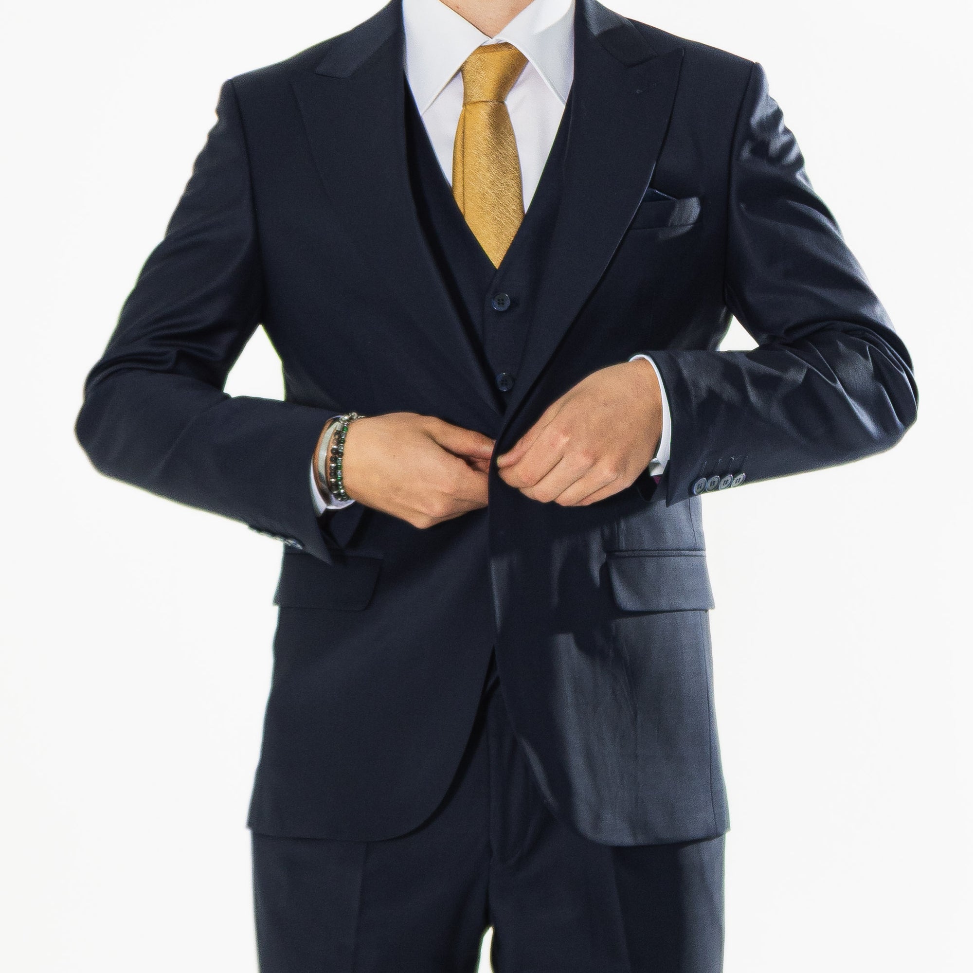 Gianni and Armando  Slim Fit Herrenanzug aus Wolle mit Spitzrevers Navy-Blue